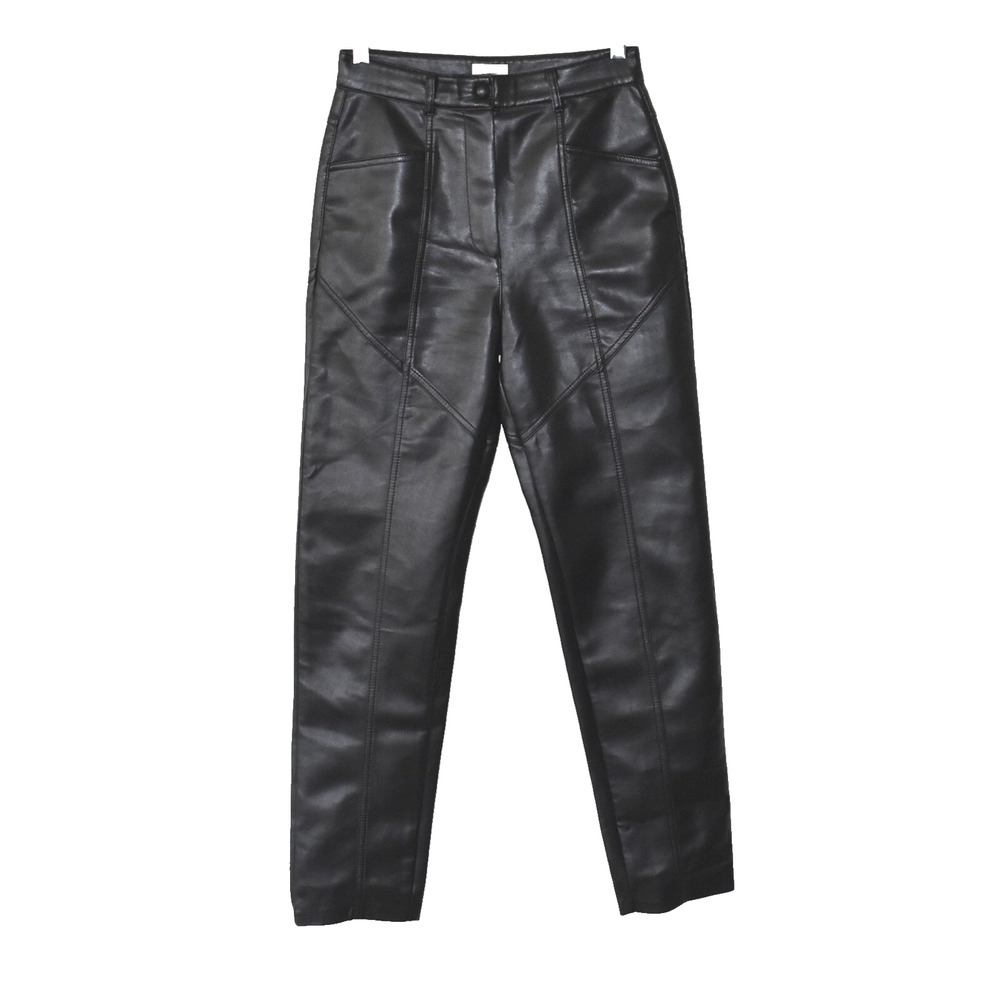 A6 NWOT WILFRED Black High Waisted Faux Leather Trouser Pants Size 2